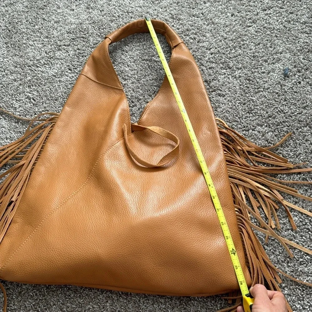 Genuine leather fringe leather hobo bag from Italy